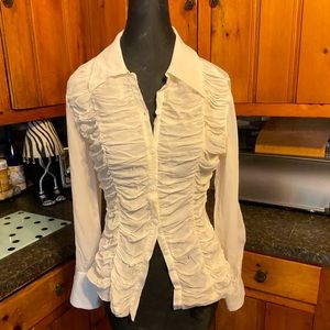 Vintage Crème sheer roughed blouse